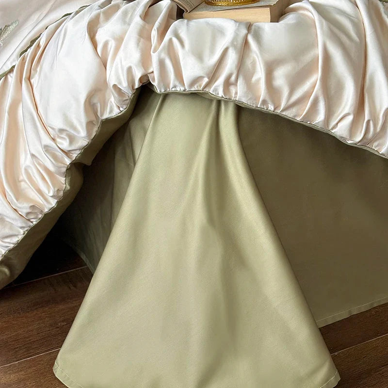 Afralia™ Butterfly Embroidery 1000TC Egyptian Cotton Bedding Set with Duvet Cover, Sheet, Pillowcases