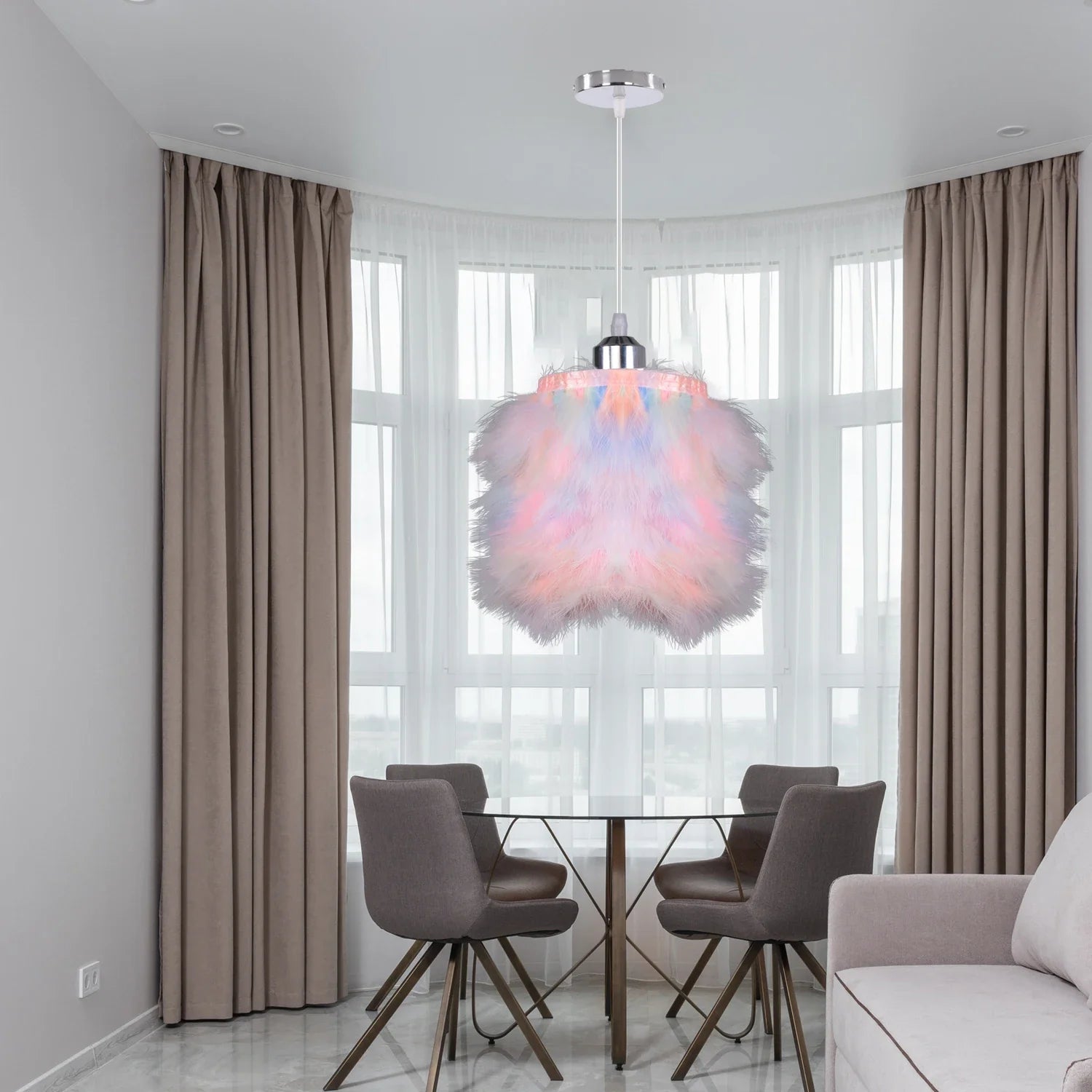 Fluffy Feather Pendant Light by Afralia™ - Nordic Chandelier for Living Room & Bedroom