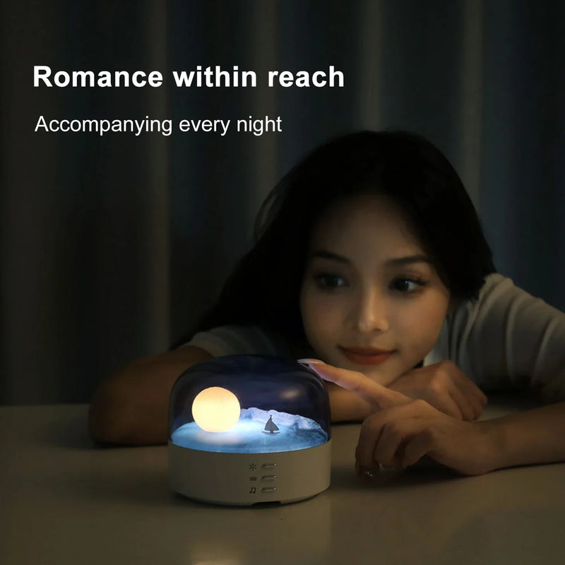 Afralia™ Moon LED Speaker Bluetooth Night Light - Rechargeable Dimming Table Lamp