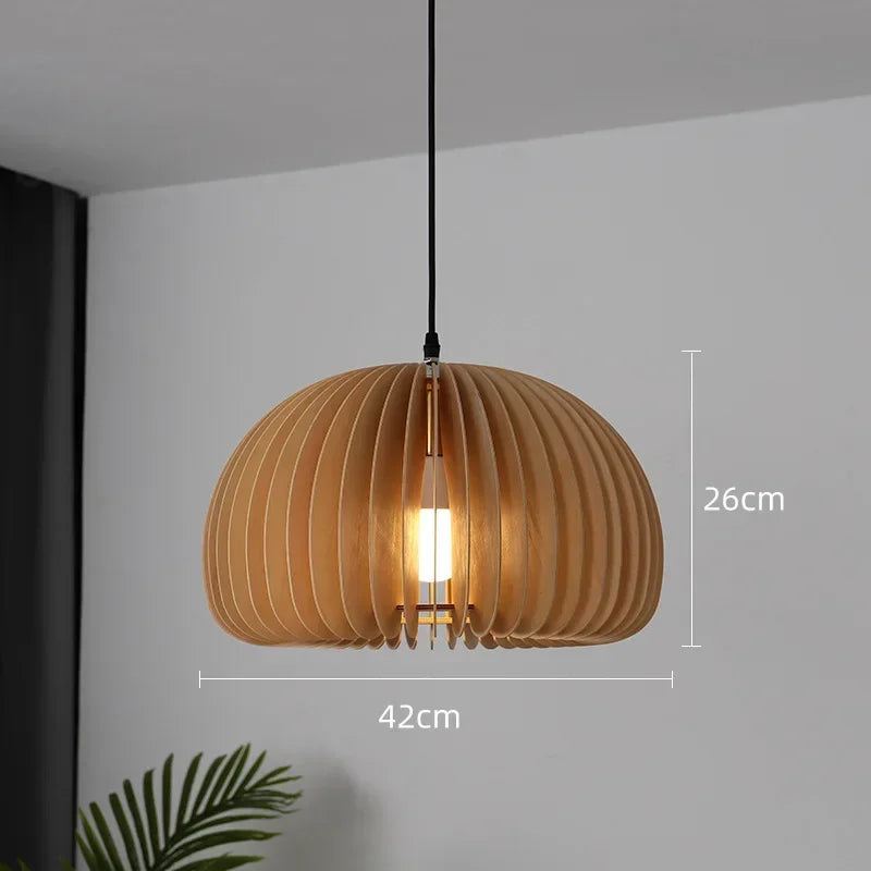 Afralia™ Pumpkin Wooden Pendant Light Fixture for Home and Restaurant Decor