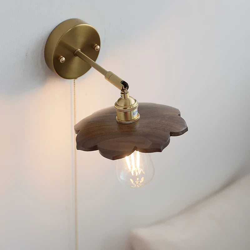 Afralia™ Walnut Wood LED Wall Light Sconce Up Down Rotate Fixture Bedroom Hallway