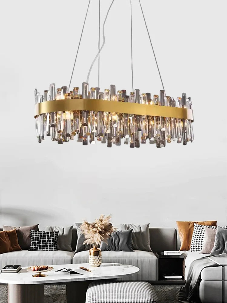 Afralia™ Crystal LED Pendant Light Chandelier for Living Dining Bedroom Luxe Decor