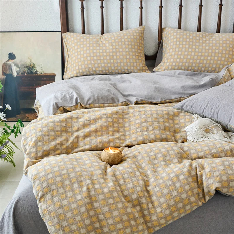 Afralia™ 100% Cotton Double-Layer Floral Jacquard Duvet Cover Set