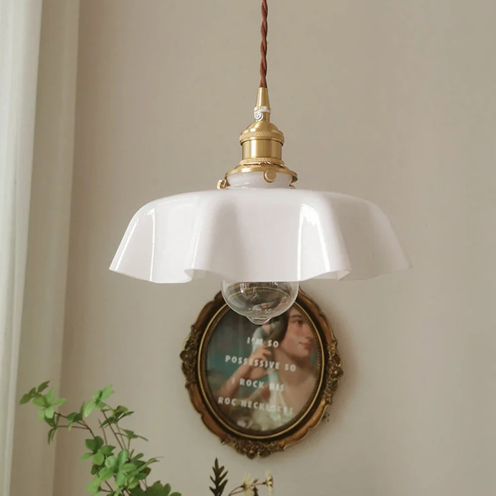 Afralia™ Retro Nordic Glass Pendant Light, Colorful Living Room Hanging Lamp