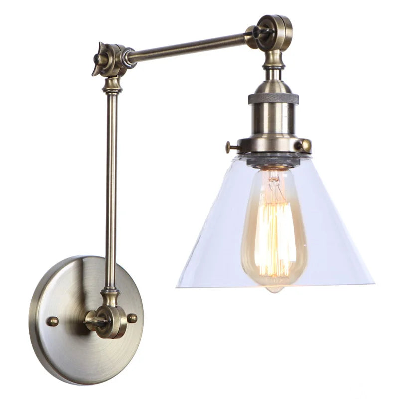 Afralia™ Loft LED Industrial Swing Arm Lamp with Clear Glass Mirror Light