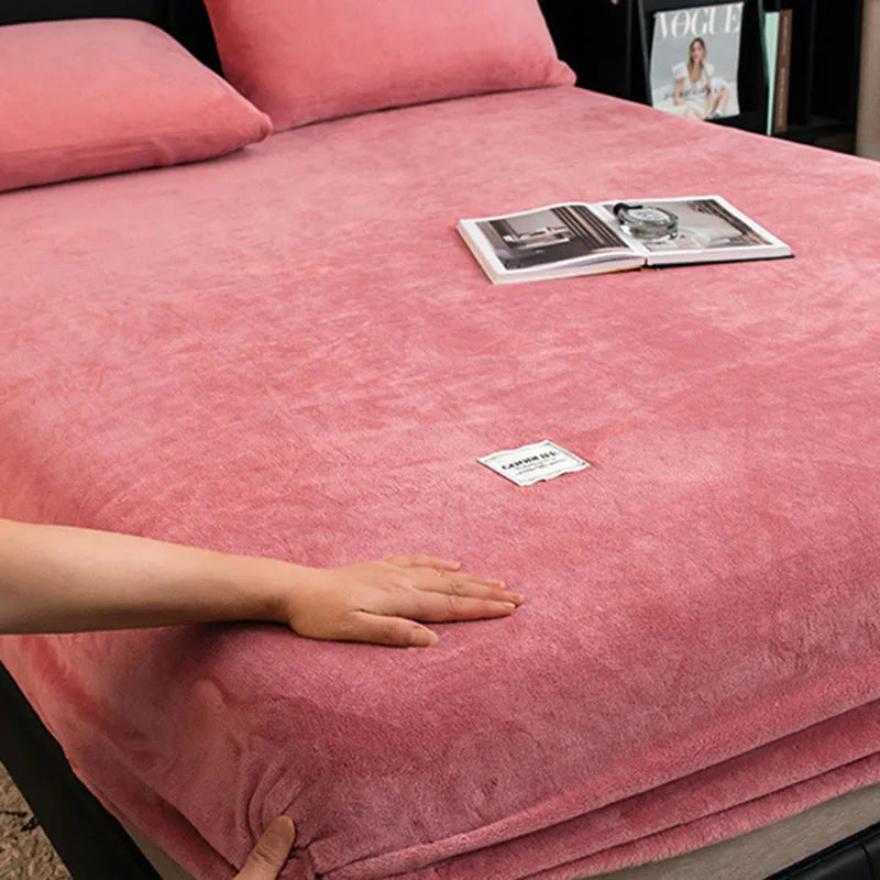 Afralia™ Winter Velvet Fitted Bed Sheet: Nordic Plush Mattress Cover, Warm & Non-Slip