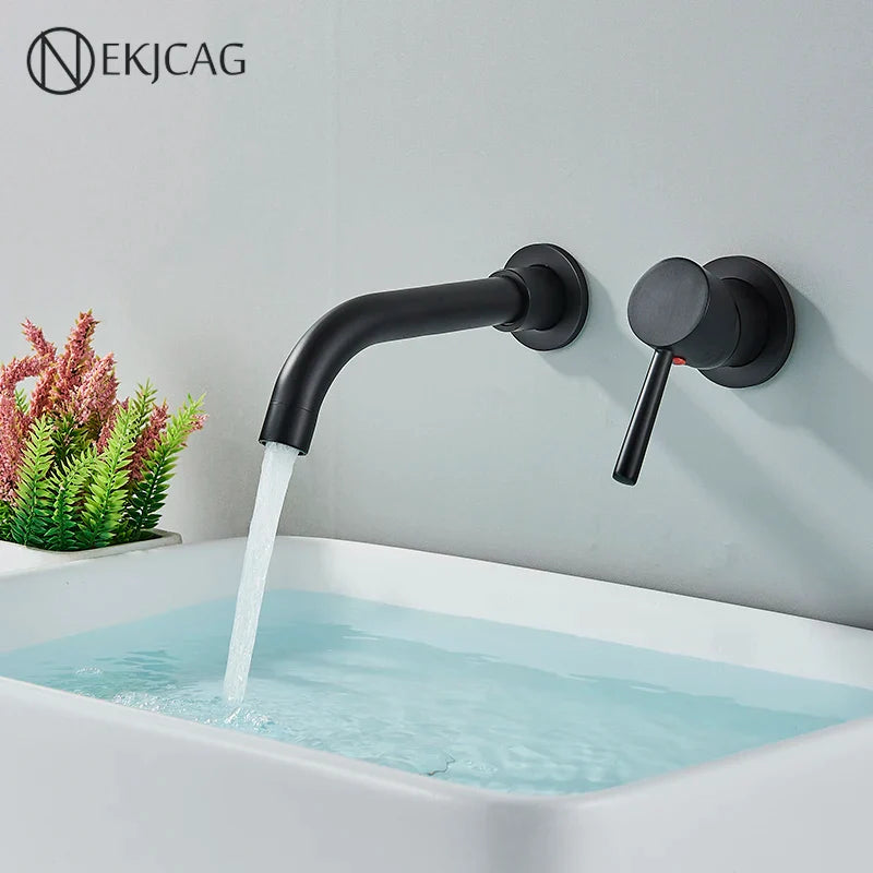 Afralia™ Matte Black Wall Mounted Wash Basin Faucet with Single Handle