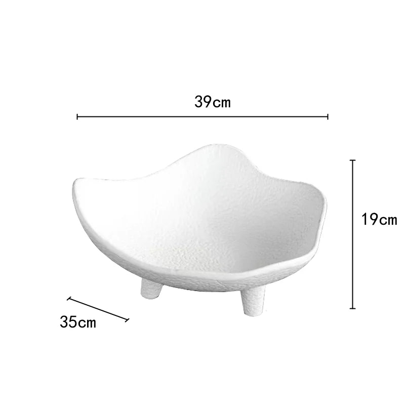 Afralia™ Ceramic Fruit Plate Snack Dish Irregular High Tray Home Decoration