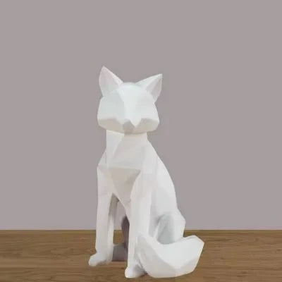 Afralia™ Geometric Fox Sculpture Modern Home Decor Abstract Ornaments Statues