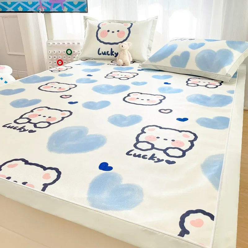 Afralia™ Luxury Ice Silk Cooling Mat & Pillowcase Set for Queen Bed