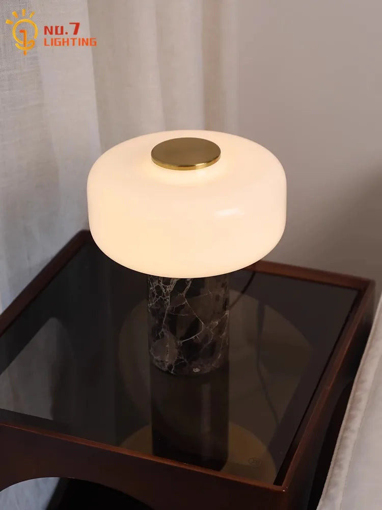 Afralia™ Glass Marble Table Lamp LED Modern Desk Light for Home Decor