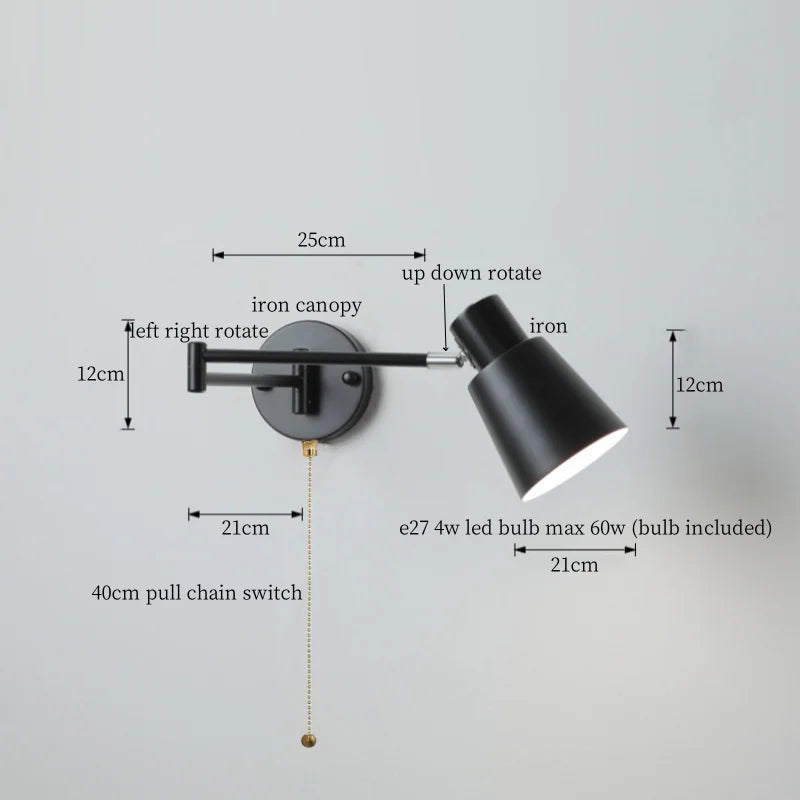 Afralia™ Black Iron LED Wall Sconce for Home Decor - Modern Nordic Style