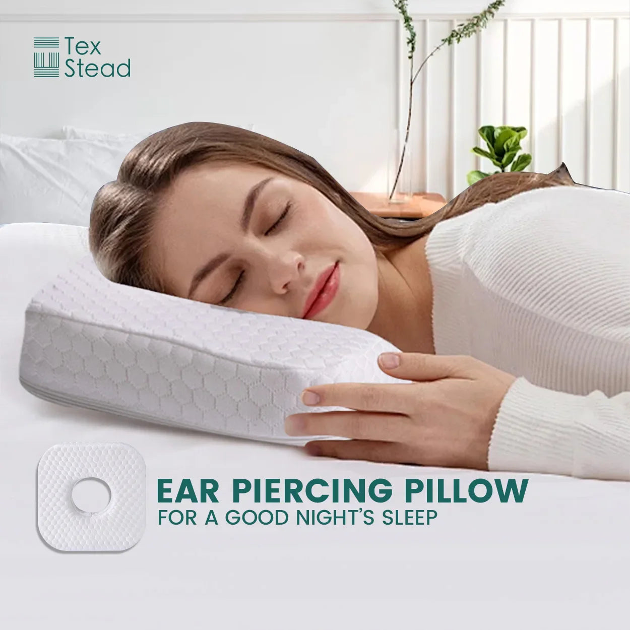 Afralia™ Comfort Side Sleeper Pillow with Ear Hole for CNH