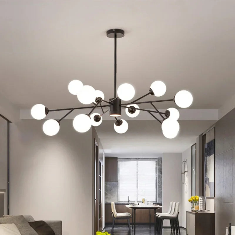 Afralia™ Gold Black LED Ceiling Chandelier for Living Room Bedroom Lighting Fixtures