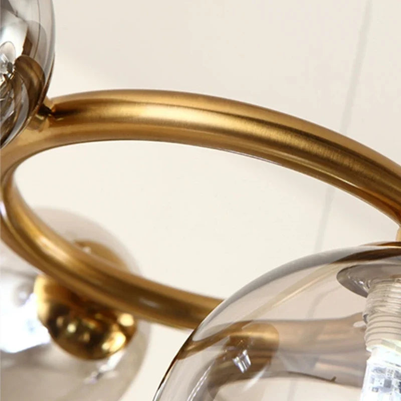 Afralia™ Black Magic Bean Ceiling Chandelier with Golden Lamp Body Glass Pendant Light