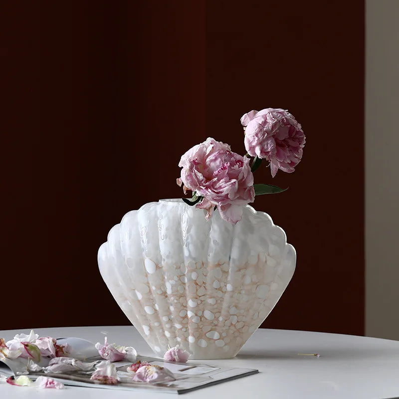 Afralia™ Glass Vase Floral Arrangement Terrarium Clamshell Craft Shell Home Decor