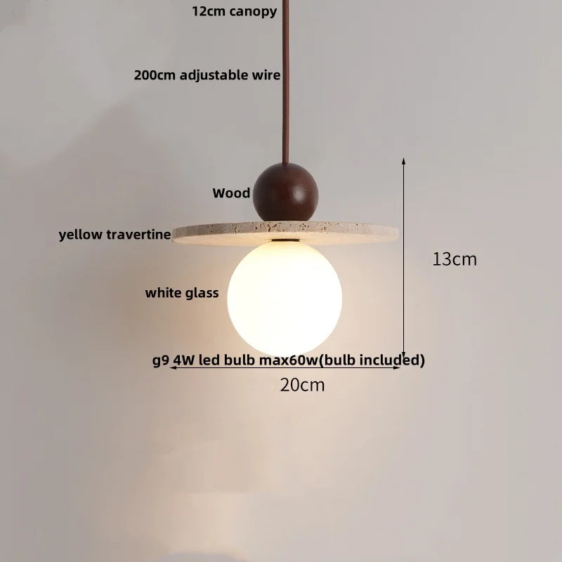 Afralia™ Yellow Travertine Stone LED Pendant Lamp - Nordic Modern Design
