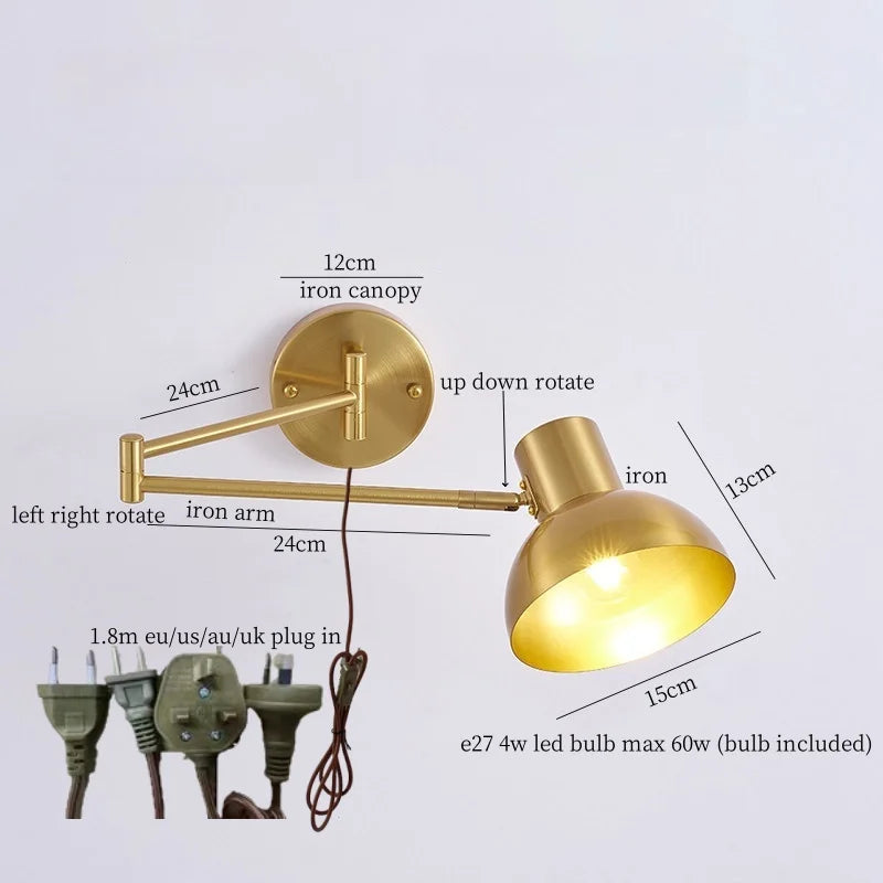 Afralia™ Swing Arm LED Wall Light for Bedroom Kitchen Living Room Mirror Bedside Lamp