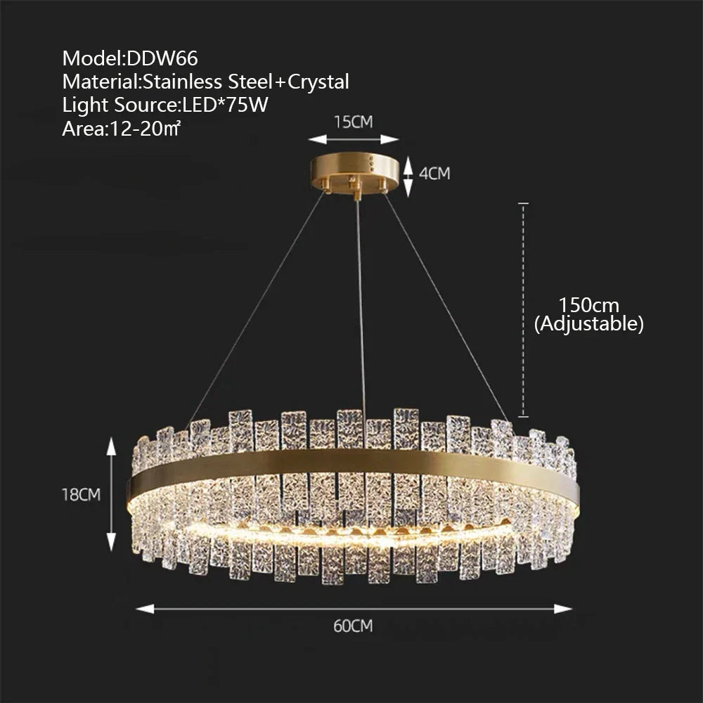 Afralia™ Crystal LED Chandelier: Gold/Black Luxury Pendant Lighting for Home