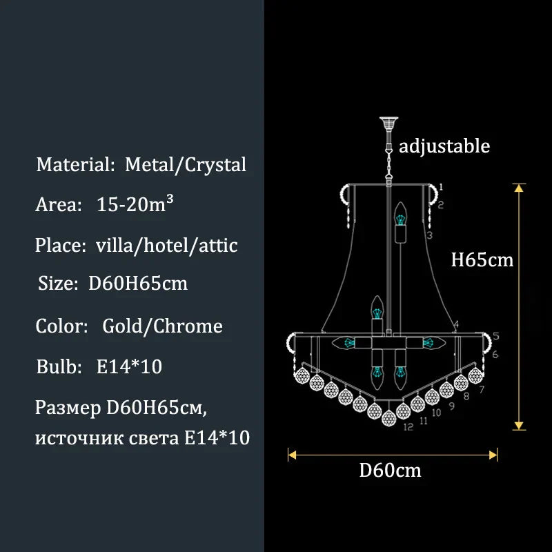 Afralia™ Crystal Chandeliers for Villa Living Room, Hotel Ceiling Lights Fixtures