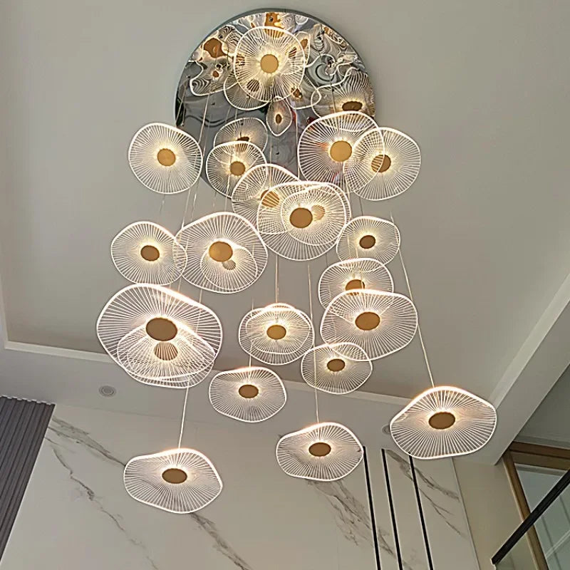 Afralia™ Modern Acrylic LED Pendant Chandelier for Living Dining Room Staircase Lighting