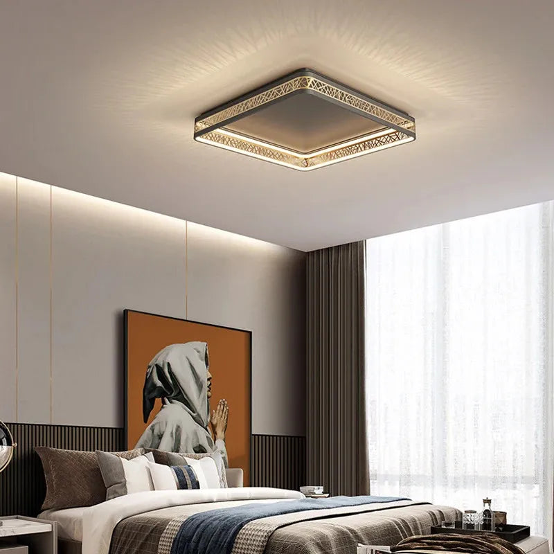 Afralia™ Modern Hollow Out Black Gold LED Ceiling Light Fixture for Stylish Home Decor