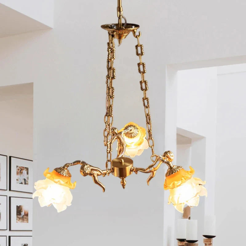 Afralia™ Brass Angel Chandelier: Luxury Burnishing Pendant Lights for Living Room