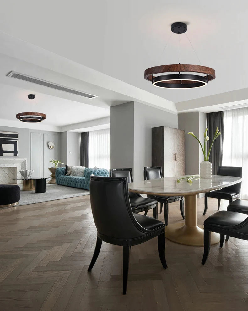 Afralia™ Double Circular LED Chandelier for Dining, Living Room, Kitchen - Modern Nordic Design