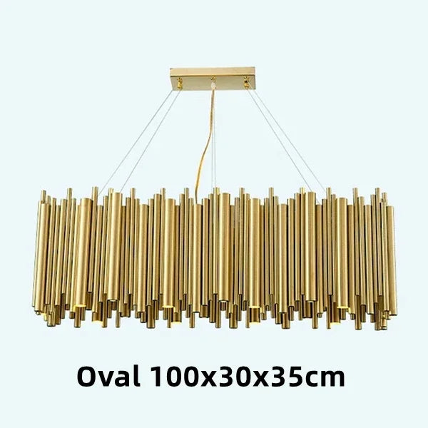 Afralia™ Gold Brubeck LED Chandelier Pendant Light - Stylish Aluminum Alloy Tube Suspension Luminaire