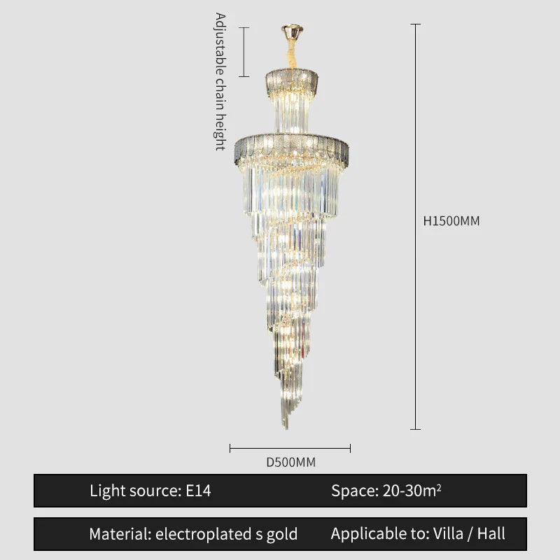 Afralia™ Crystal Chandelier: Elegant Villa Living Room Lighting