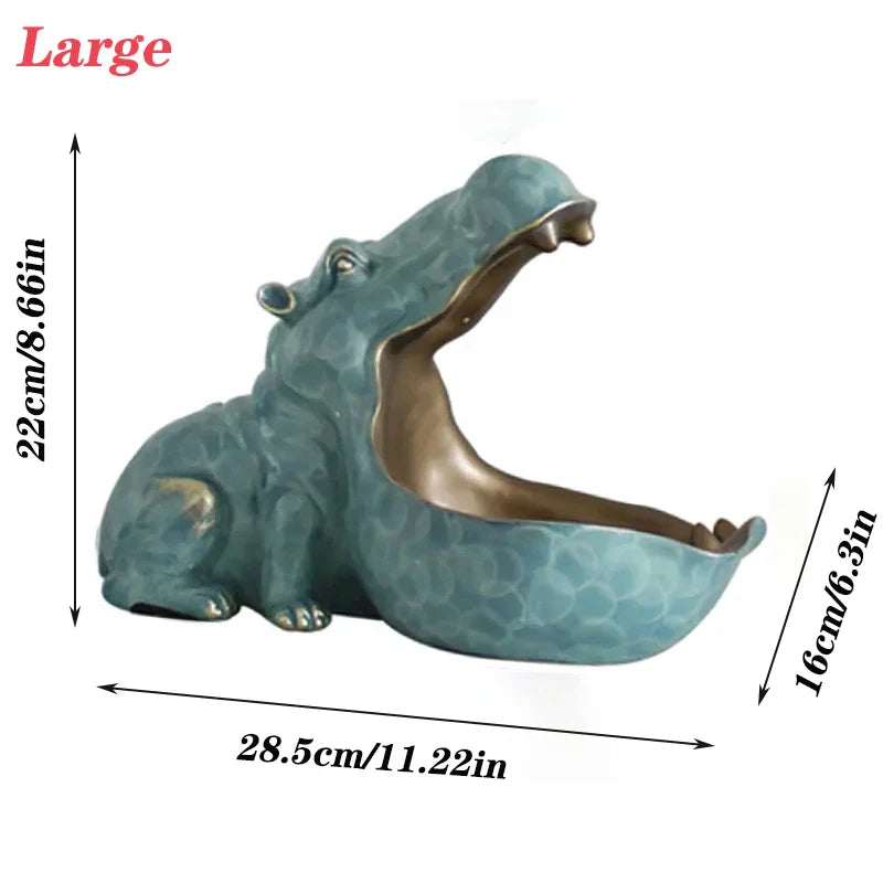 Afralia™ Hippo Statue Candy Storage Figurine Ornaments Home Decor Gift