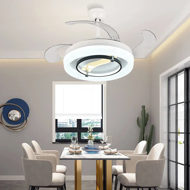 Afralia™ 42" Bladeless Ceiling Fan Chandelier with Remote & Retractable Blades