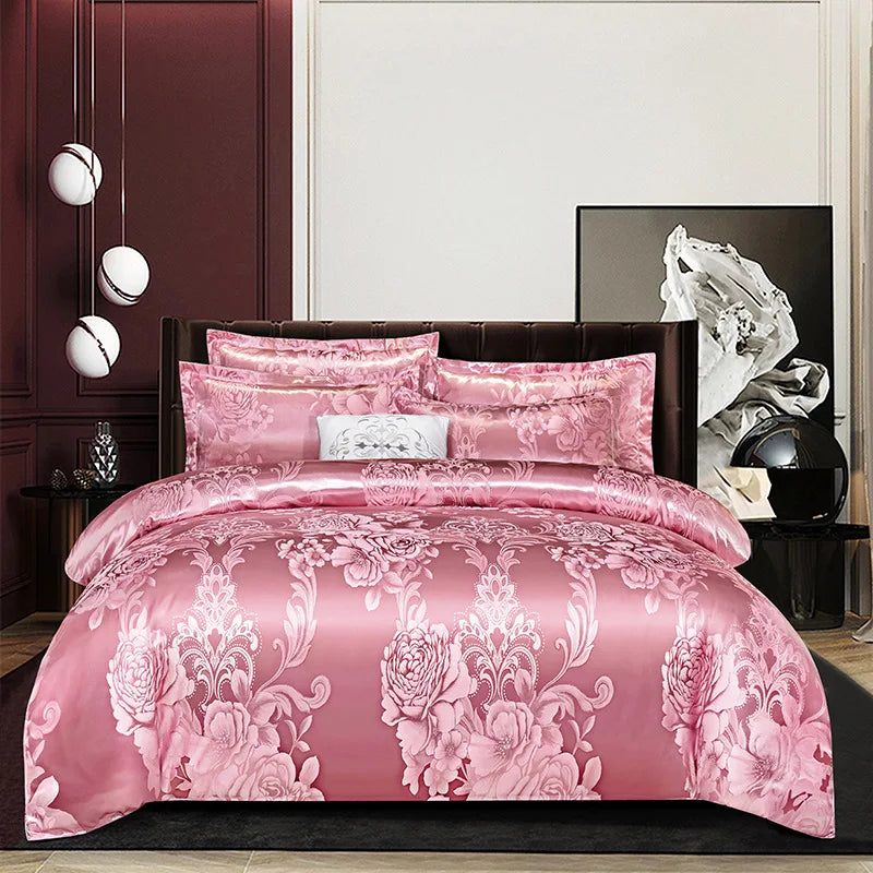 Afralia™ Jacquard Satin Summer Bedding Set - Elegant & Skin Friendly Duvet Cover - Single/Double Size