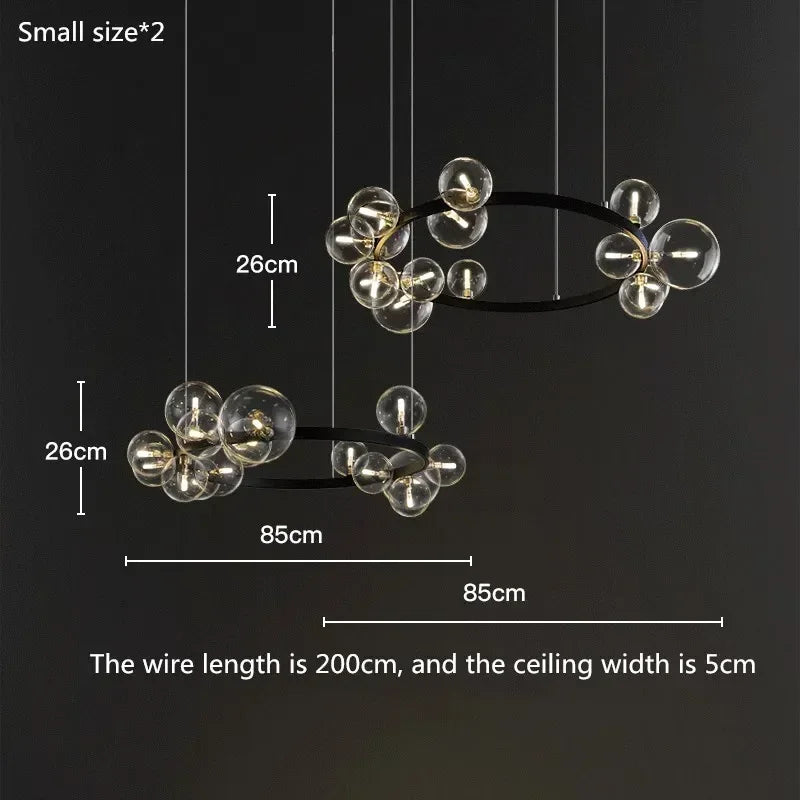Afralia™ Modern Metal Chandelier with Clear Glass Bubbles - 7-Light G9 Fixture for Home Living Room
