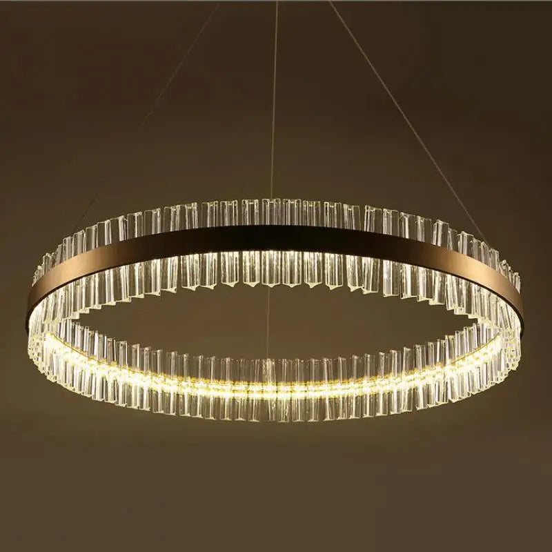 Afralia™ LED Crystal Pendant Light: Modern Nordic Round Chandelier with Dimmable Gold Finish