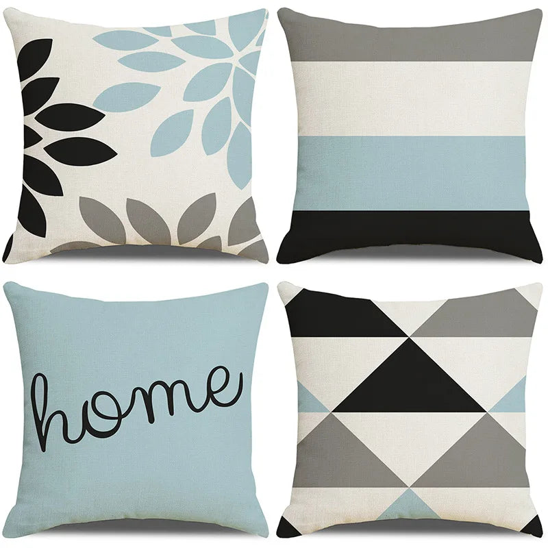 Geometric Linen Square Pillow Covers for Cushion - Afralia™ Decorative Pillows