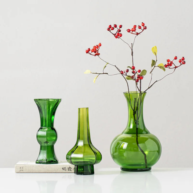 Afralia™ Green Glass Geometry Vase Hydroponics Terrarium Home Decoration Accessory