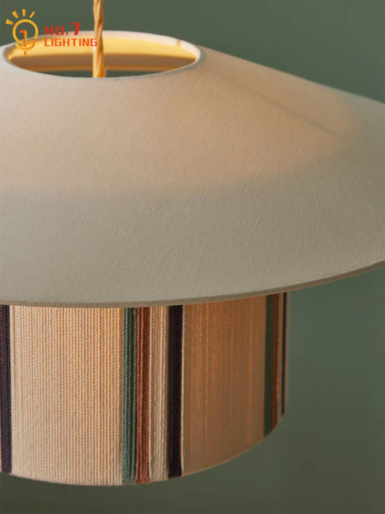 Afralia™ Wabi-sabi Cotton Wood Pendant Light LED E27 Retro Hemp Rope Hanging Lamp