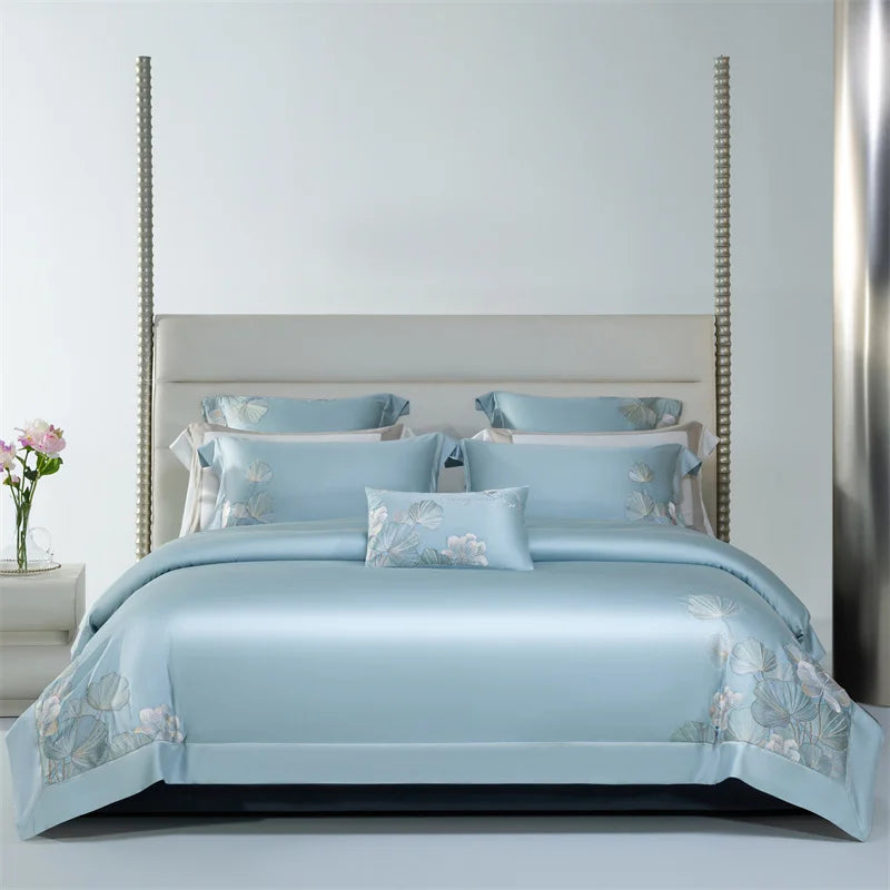 Afralia™ Cotton Flowers Embroidery Bedding Set with Soft Silky Finish