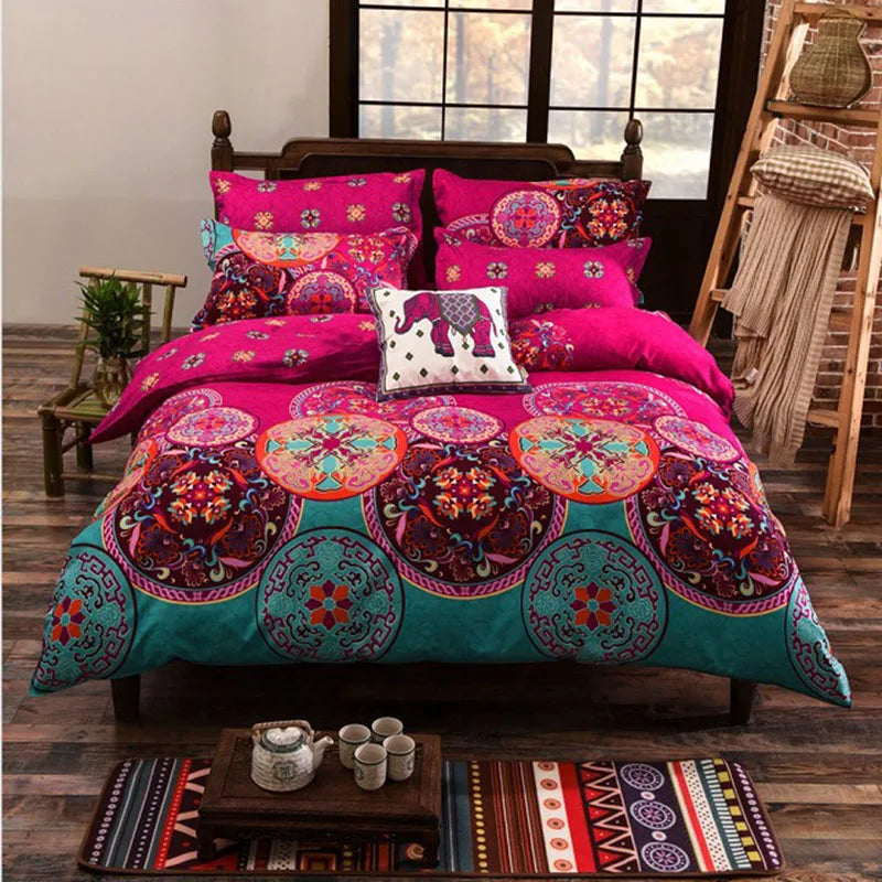 Afralia™ Bohemian Ethnic Print Bedding Set: Soft, Breathable Duvet Cover Kit for All Seasons