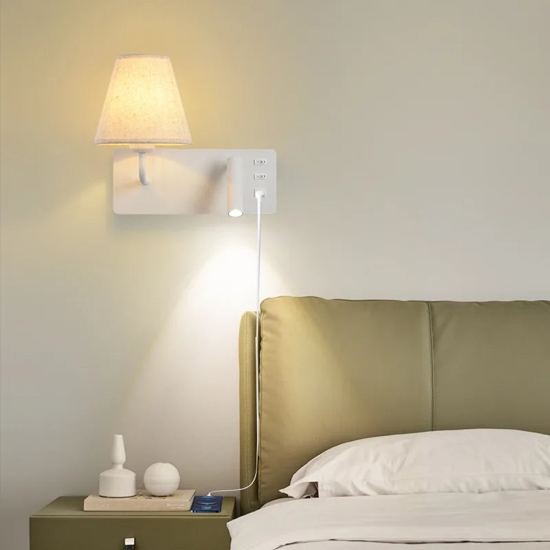 Afralia™ Nordic LED Wall Lamp with USB, Switch, Modern Design for Bedroom Sconces