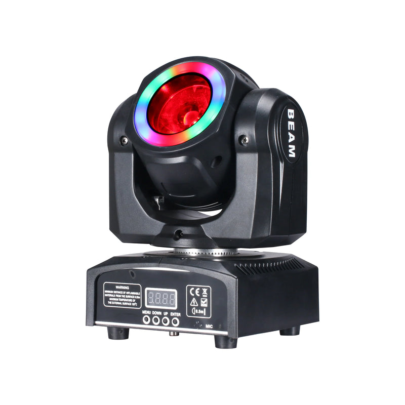 Afralia™ Mini Moving Head 65W LED Beam with Halo Ring for DJ Events