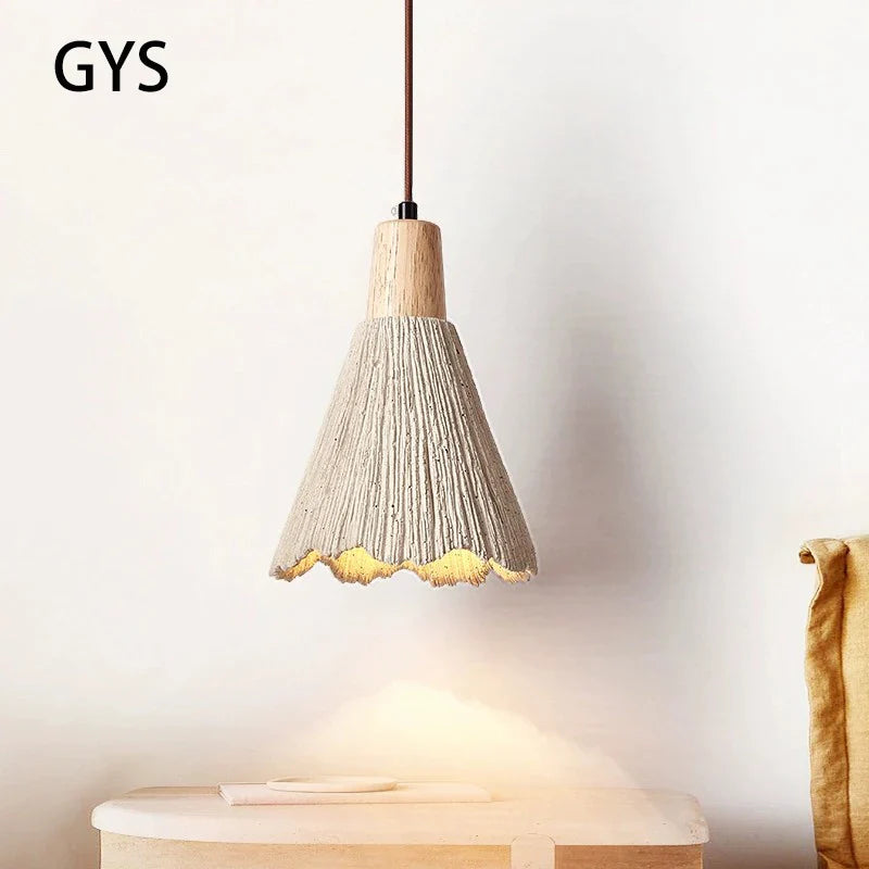 Afralia™ LED Cement Pendant Lamp Creamy Style Wabi-sabi E27