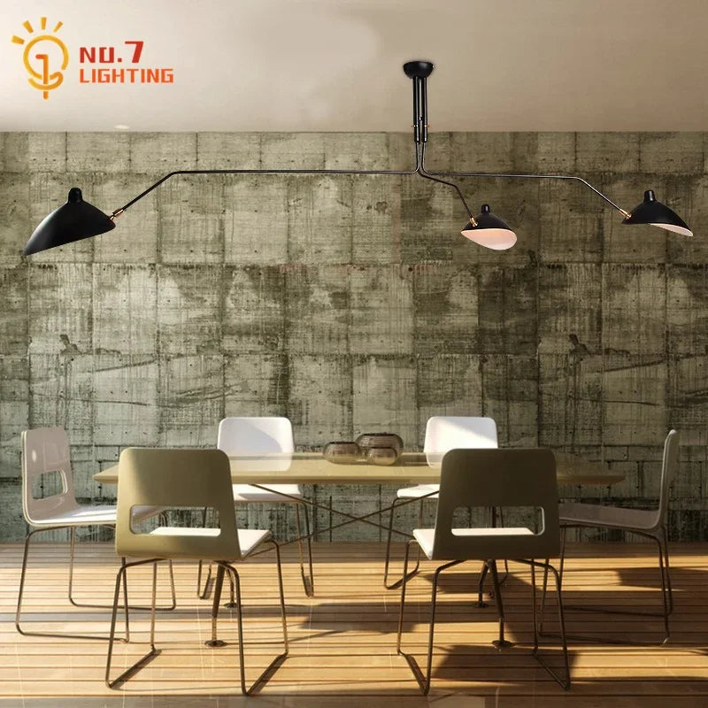 Afralia™ Industrial Spider Serge Mouille Ceiling Lamp Black LED E27 Lighting