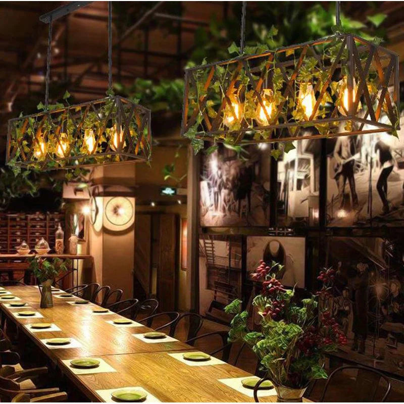 Afralia™ Vintage Bird Cage Plant Pendant Lights for Cafe Restaurant Bar Kitchen