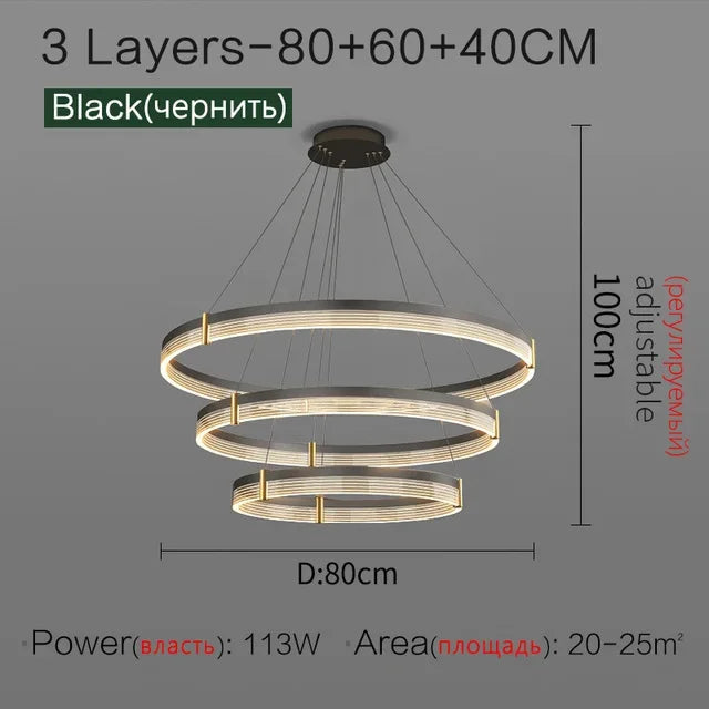 Afralia™ Circle Chandelier Acrylic Shade, High-End Designer Hanging Lighting for Home and Restaurant