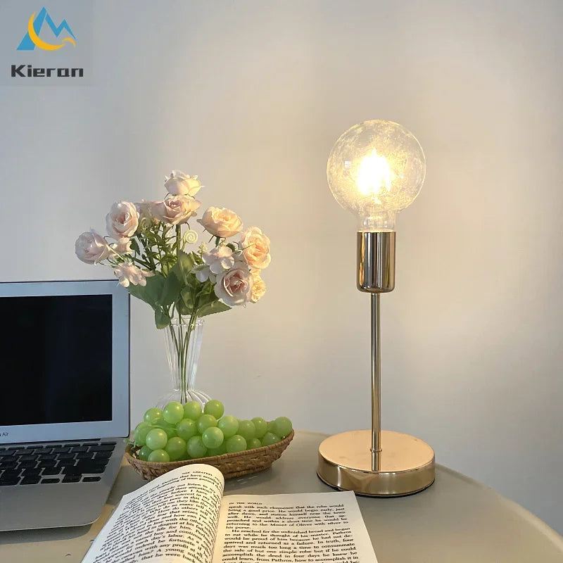 Afralia™ Golden Modern LED Bedside Lamp for College Dorm Study Desk