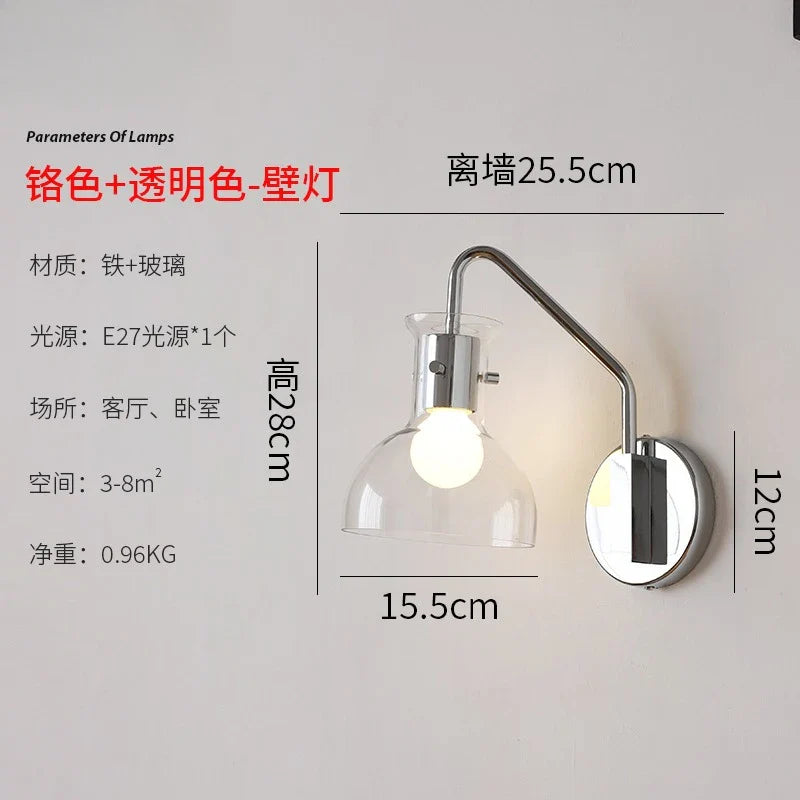 Afralia™ Bauhaus Glass LED Wall Lamp Iron Art Decor for Bedroom Living Room