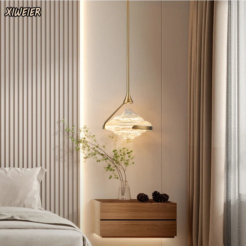 Minimal Glass Pendant Lamp Modern Design for Bedroom and Study - Afralia™