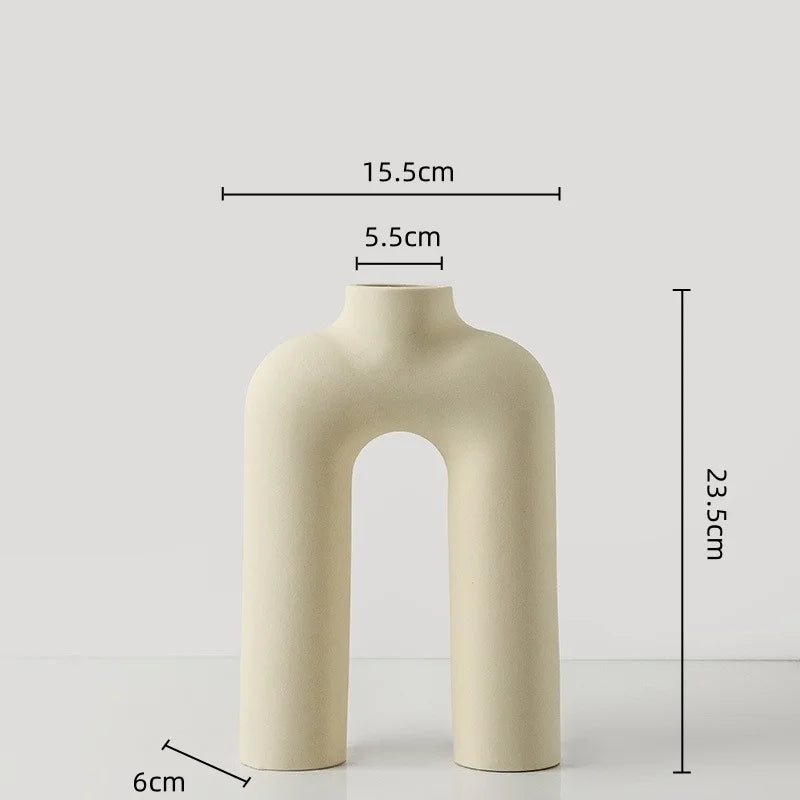 Afralia™ Geometric Ceramic Vase: Hollowed-out Letters Flower Arrangement Home Decor